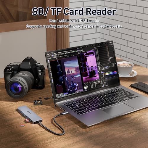 BENFEI USB C HUB 7-in-1 with HDMI(4K@60Hz,Certified), 100W Power Delivery, 3*USB 3.0, SD/TF Card Reader(160MB/s) Compatible with iPhone 15 Pro/Max, MacBook, iPad Pro, iMac, S23, XPS17 - Image 5