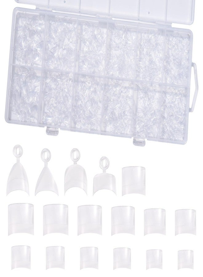 Rolabling Short Press On Nails 600PCS Half Cover Acrylic Nail Tips for Gel Extensions Clear False Nails Kit with 12 Sizes Extra Short Length Salon & DIY Manicure Supplies (04#) - Image 1