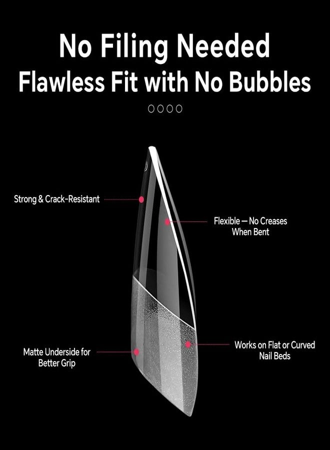 Rolabling Short Press On Nails 600PCS Half Cover Acrylic Nail Tips for Gel Extensions Clear False Nails Kit with 12 Sizes Extra Short Length Salon & DIY Manicure Supplies (04#) - Image 4