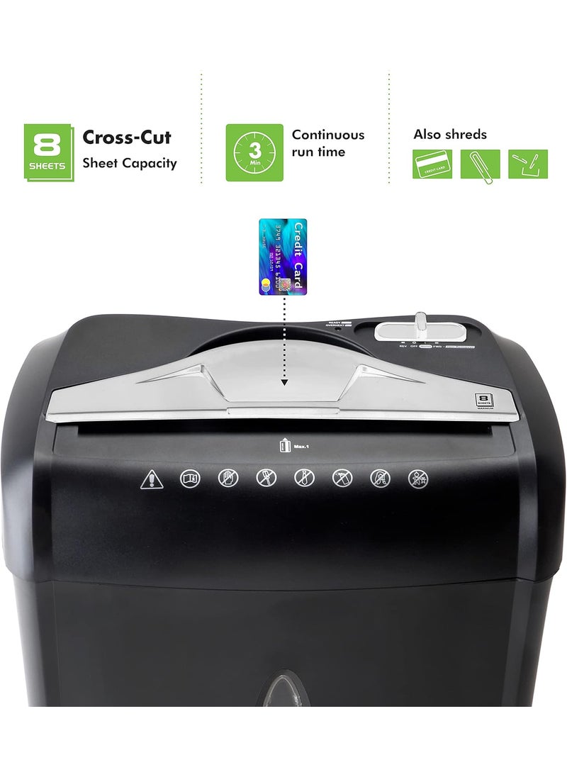 AURORA Aurora High Security Paper and Credit Card Shredder with 37Gallon Wastebasket 8Sheet CrossCut with Basket  - Image 2