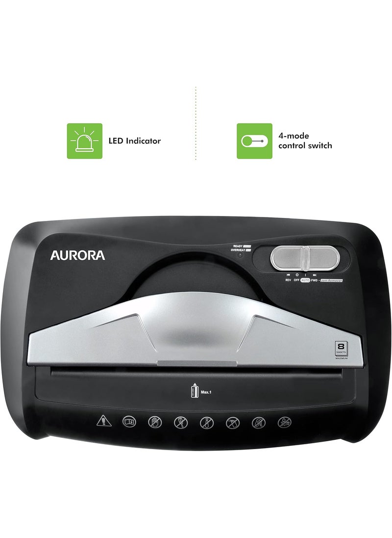 AURORA Aurora High Security Paper and Credit Card Shredder with 37Gallon Wastebasket 8Sheet CrossCut with Basket  - Image 5