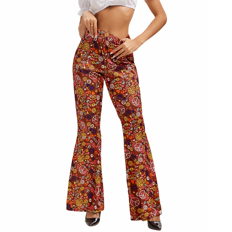 Women's Flared Bell Bottom Pants with Print and Headscarf - Image 5