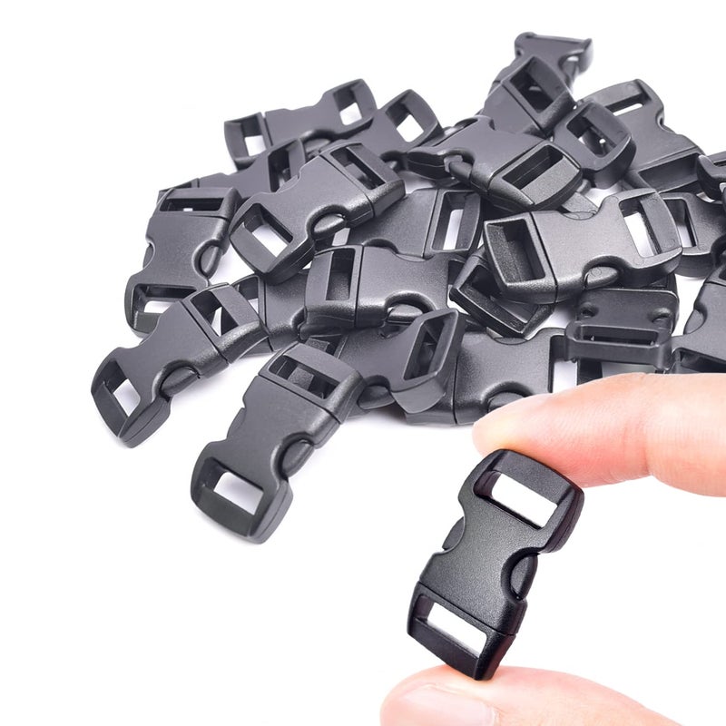 CooBigo 100 Pack 38 Inch Curved Contoured Paracord Bracelet Clips Plastic Quick Side Release Buckles for Paracord Bracelets Clasps Masks Dog Collar Straps Accessories 