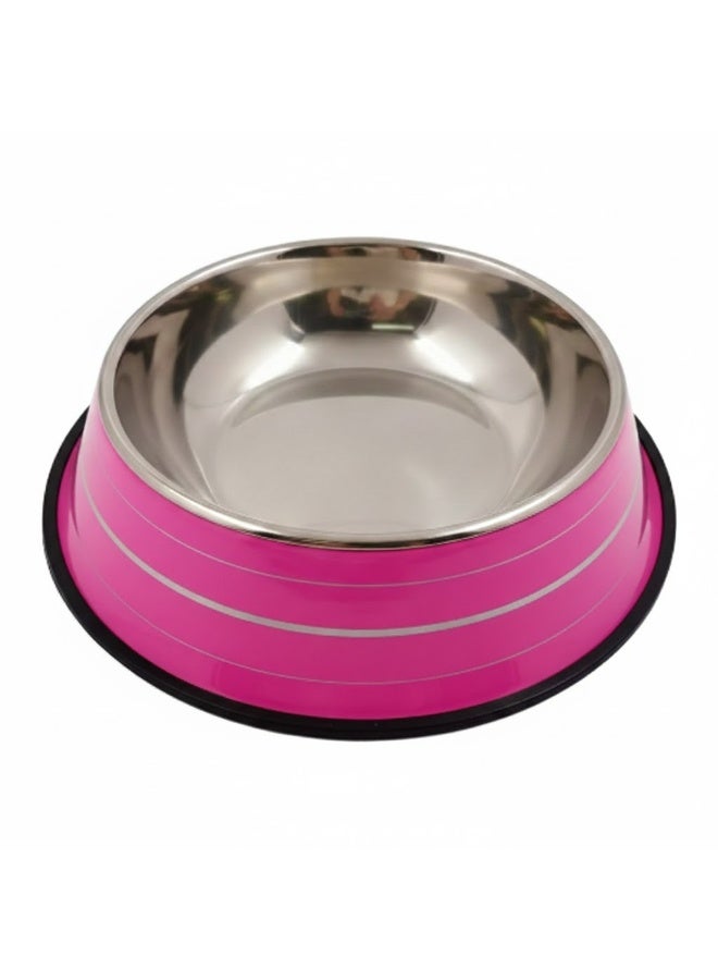 Stainless Steel Pet Bowl with Non-Slip Base, Coloured Exterior, 24cm - Image 2