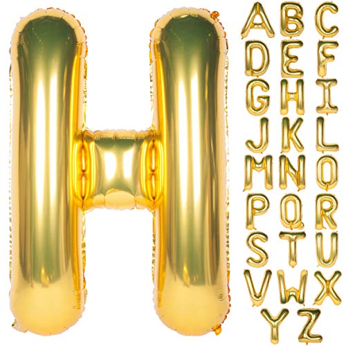 CHANGZHONG Letter Balloons 40 Inch Giant Jumbo Helium Foil Mylar for Party Decorations Gold H - Image 1