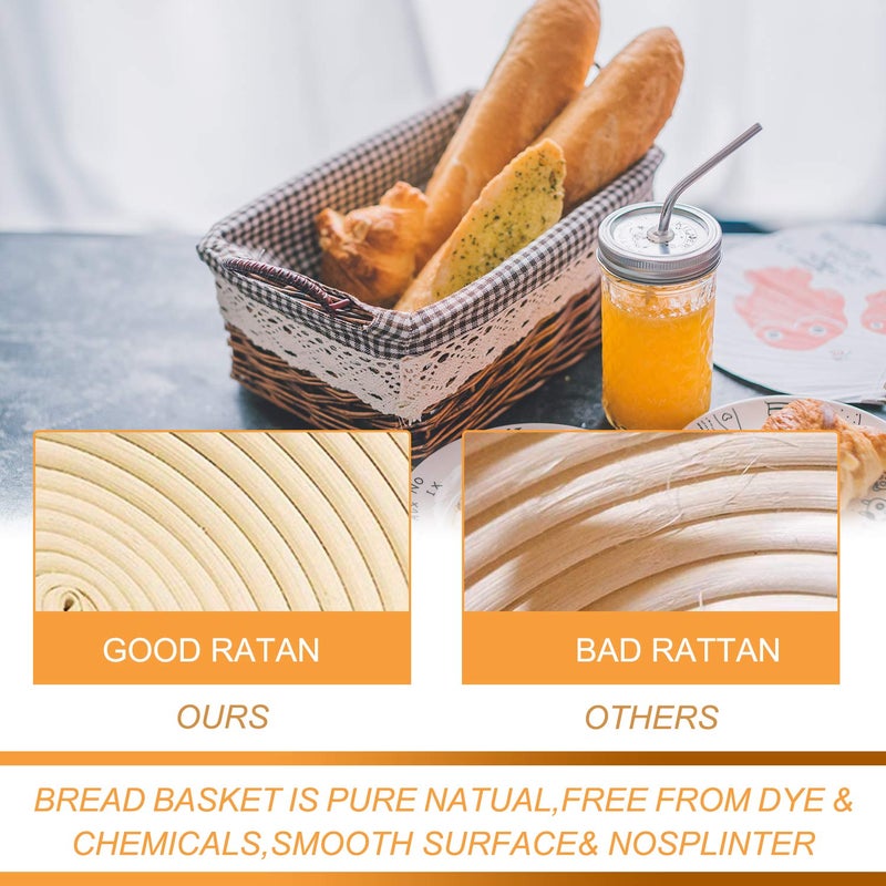 Stormshopping 10 Inch Round Banneton Bread Proofing Basket Set Of 2Pcs Bread Dough Proofing Rising Rattan Basket & Liner For Baking Bread Making - Image 5