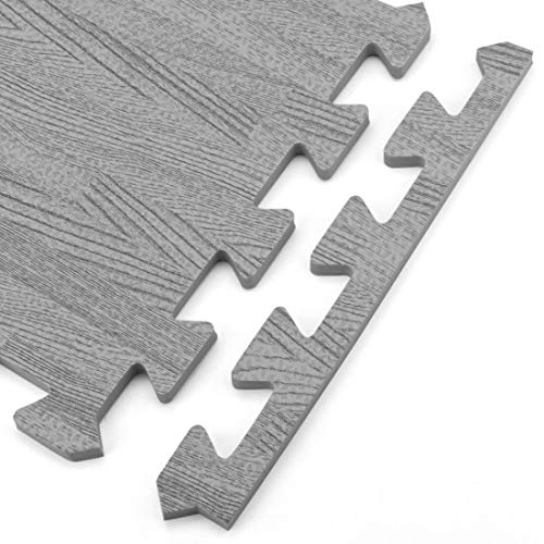 Tebery 16 Pieces Printed Wood Grain Interlocking Floor Tiles 3/8-Inch Thick EVA Foam Grey Puzzle Floor Mat - Image 3