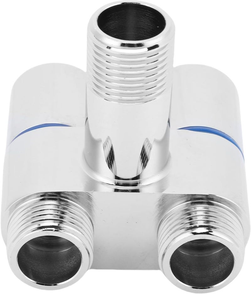GOWENIC Double Control G1/2 Male Thread Metal Angle Valve 1 In 2 Out for Toilet Faucet Copper (Electroplated) - Image 5