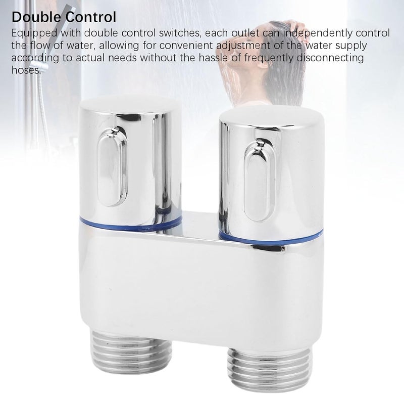 GOWENIC Double Control G1/2 Male Thread Metal Angle Valve 1 In 2 Out for Toilet Faucet Copper (Electroplated) - Image 2
