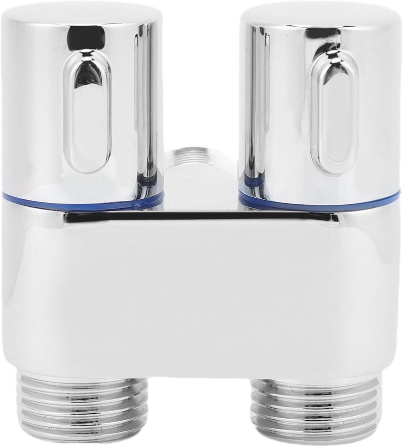 GOWENIC Double Control G1/2 Male Thread Metal Angle Valve 1 In 2 Out for Toilet Faucet Copper (Electroplated) - Image 1