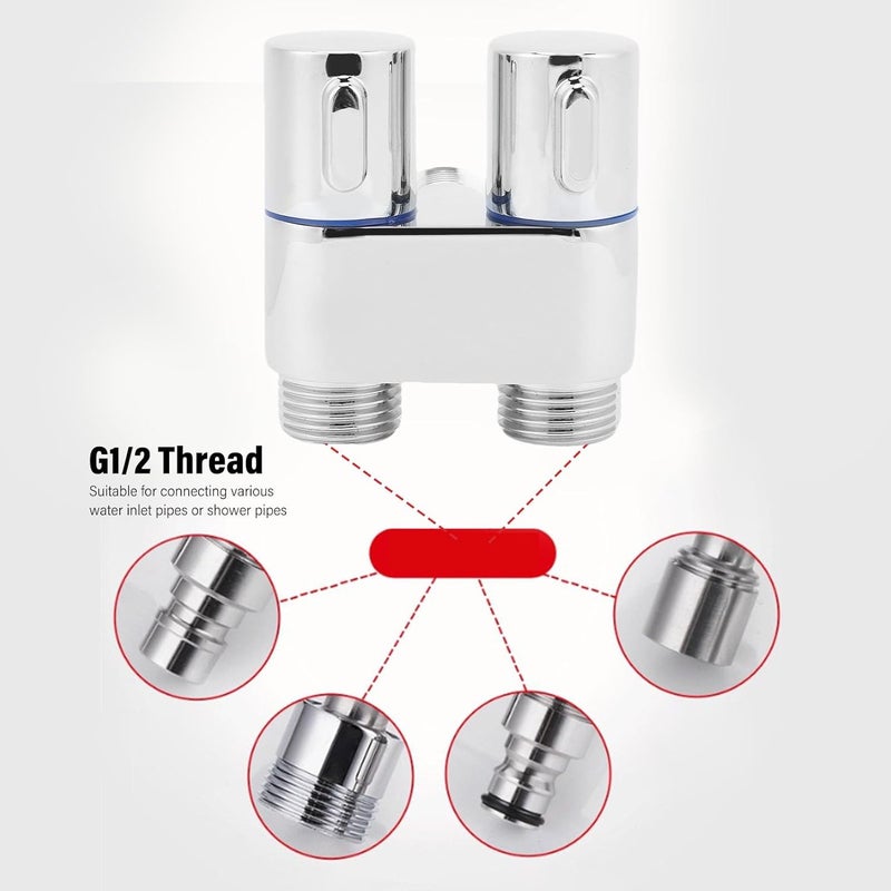 GOWENIC Double Control G1/2 Male Thread Metal Angle Valve 1 In 2 Out for Toilet Faucet Copper (Electroplated) - Image 4