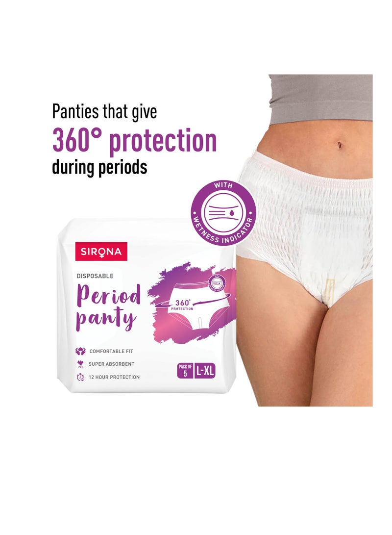 Sirona Disposable Period Panties for Women L – XL 360° Sanitary Protection for Heavy Flow No Leakage No Rashes No Discomfort Maternity Panties with High Absorbency Pack of 5 - Image 2