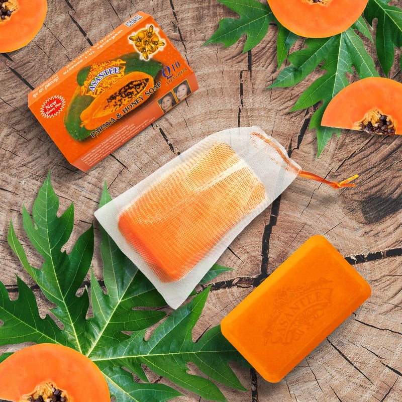 ASANTEE PAPAYA HONEY Soap Bars with Vitamin CE and Q10 Skin Cleansing 440 Oz New - Image 5