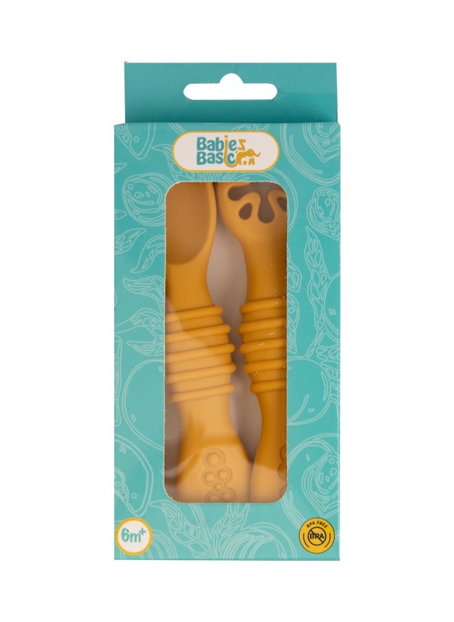 Babies Basic Soft Tip Bpa Free Silicone First Stage Training Spoon With Masher- Yellow  - Image 4