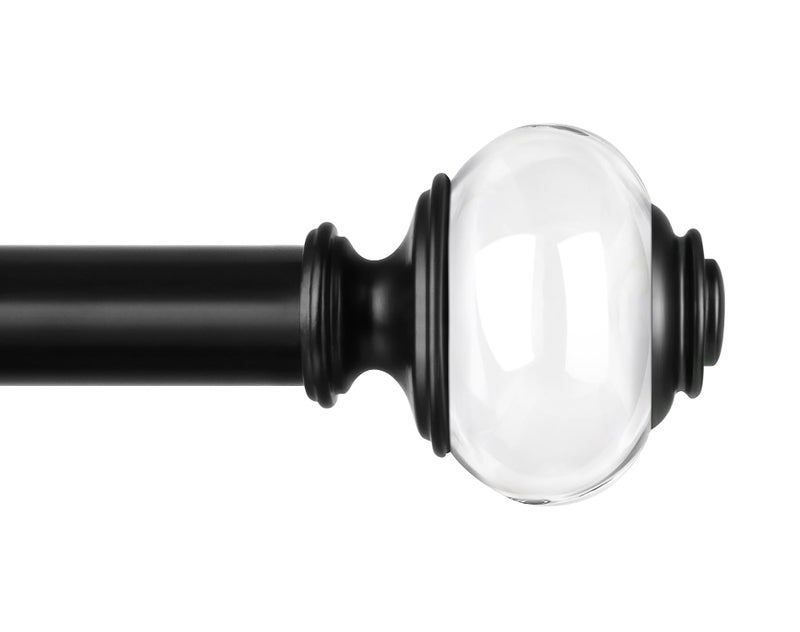 USFOOK Curtain Rods 32 to 58 Inch (2.6-4.8ft), USFOOK 7/8 Inch Telescoping Splicing Drapery Rods for Windows, Matte Black Decorative Curtain Rod for Home with Translucent Finials - Image 1
