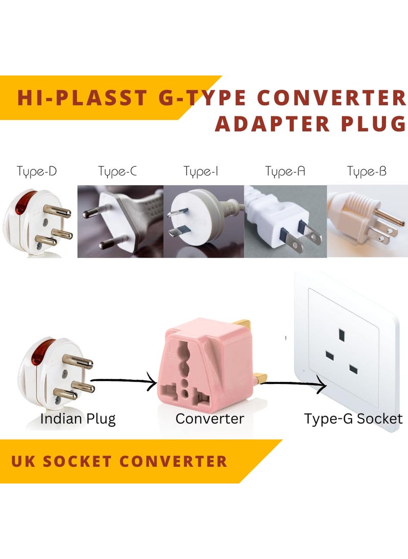 HI PLASST PINS N PLUGS HiPLASST India to UK Adapter Plug Pack of 1 GType Power Plug for London Converter for England Dubai Hong KongSingapore Ireland Wales Scotland Adaptor for Charging Laptop Camera Phone  - Image 5