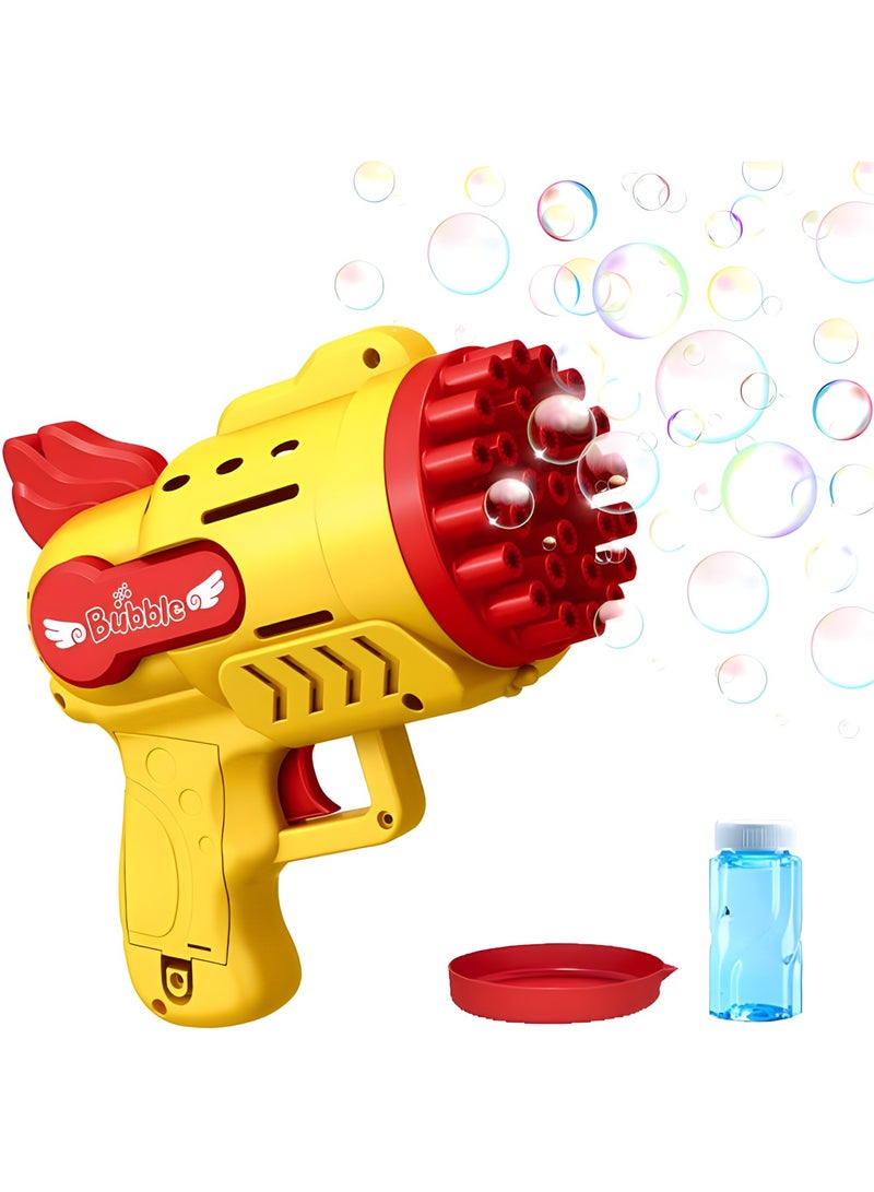 MAGIC VAULT 29 Holes Bubble Machine Gun with Colorful Lights, Rocket Boom Bubble Makers for Kids Adults, Cool Outdoor Birthday Wedding Party Gift Camping Summer Toy (Yellow) - Image 1
