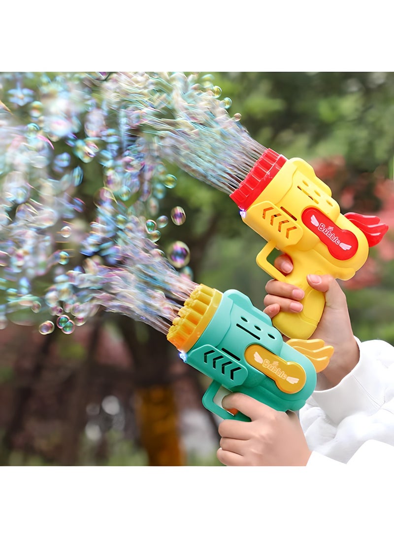 MAGIC VAULT 29 Holes Bubble Machine Gun with Colorful Lights, Rocket Boom Bubble Makers for Kids Adults, Cool Outdoor Birthday Wedding Party Gift Camping Summer Toy (Yellow) - Image 2