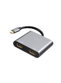 KASTWAVE USB C to Dual HDMI Adapter, 4 in 1 USB Type C Hub with 2 HDMI (4K@30Hz) / USB3.0/ PD Charging, Dual HD Screen Display USB-C Docking Station for Windows, for MacOS  - Image 1