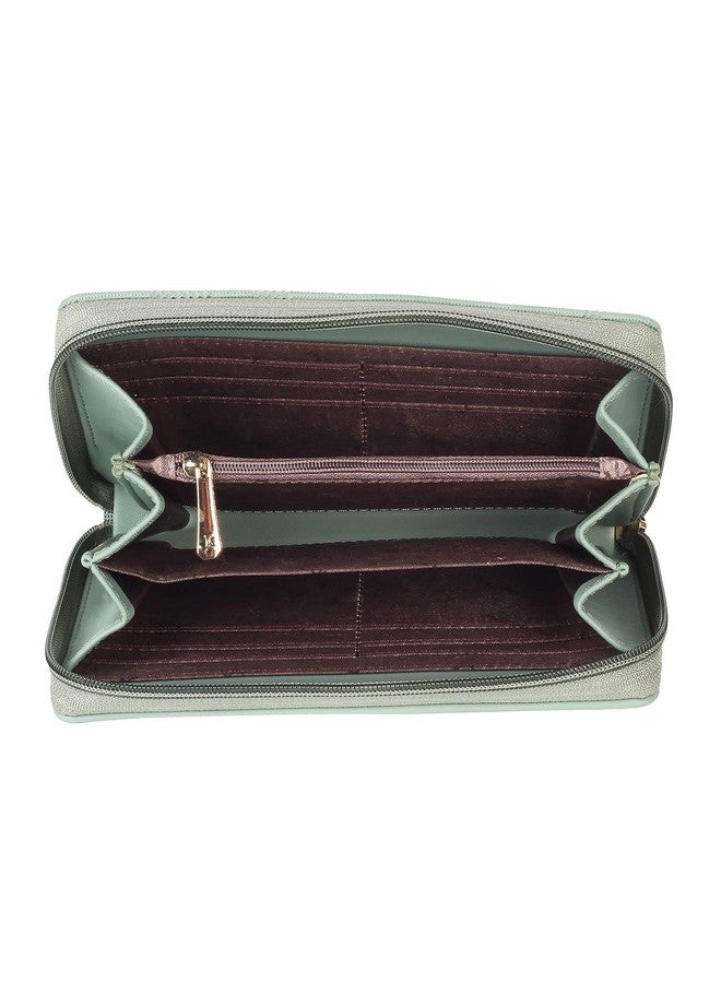 Mochi Women Zip Around Clutch (95-8371-Light Green) - Image 3