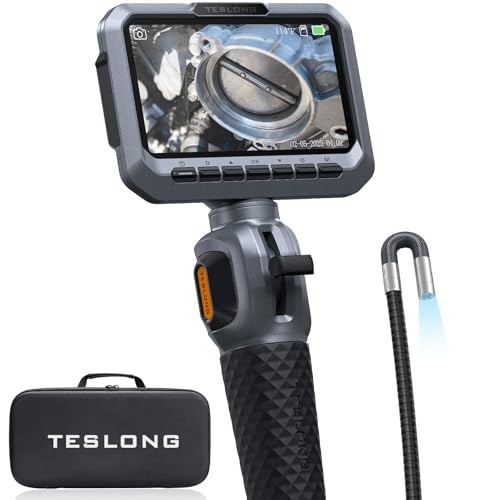 Teslong Two-Way Articulating Borescope, 5.5mm Slim Probe, 5.0'' Industrial Endoscope with Light, 5FT Flexible Snake Scope for Automotive, HVAC & Mechanics - Image 1