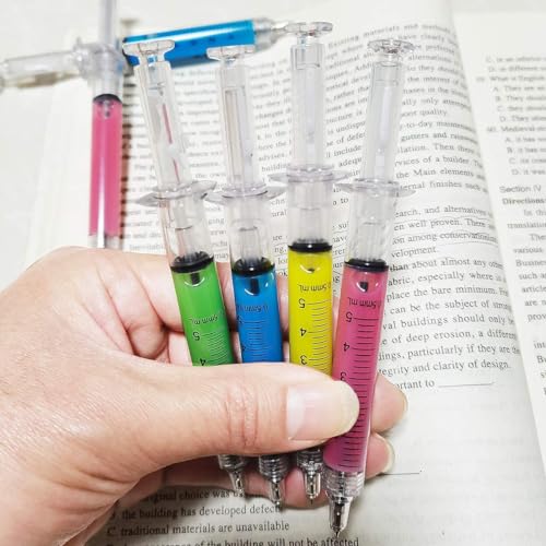 SunAngel 24Pcs Syringe Pens, 12 Colors Macaron Retractable Fun Nurse Pens Bulk, Black Ink Novelty Pen Set for Nurses Week Gifts, Nursing School Supplies, Party Favors Classroom Goodie Bags - Image 5