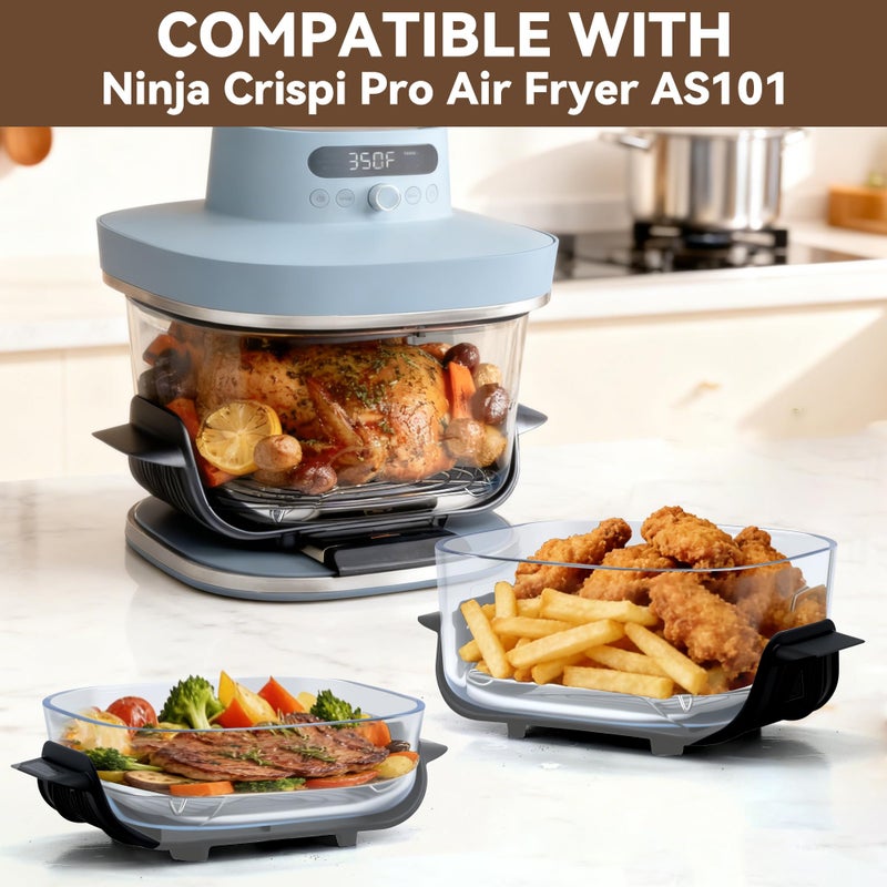AODPWEN 2 Pack Stainless Steel Rack Compatible with Ninja Crispi Pro Air Fryer AS101CY, Ninja Crispi Accessories Metal Rack, Replacement Rack for Ninja Crispy Glass Container, Dishwasher Safe, Heat Resistant - Image 2