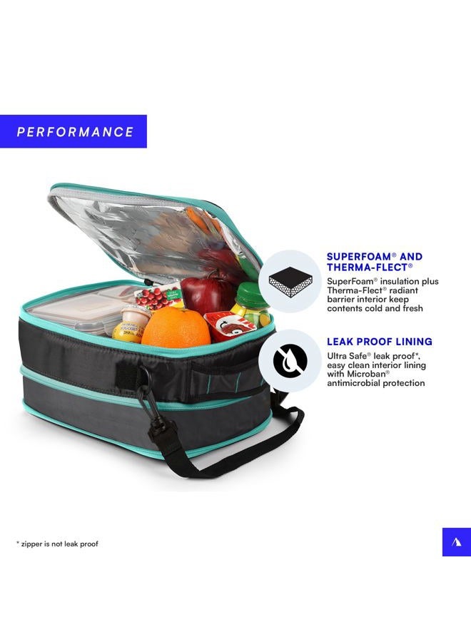 Arctic Zone High Performance Ultimate Upright Expandable Insulated Lunch Pack with 2pc Leak Proof Food Container (37.2 fl.oz) and 350g High Performance Ice Pack - Grey - Image 3