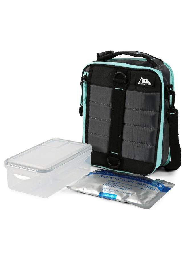 Arctic Zone High Performance Ultimate Upright Expandable Insulated Lunch Pack with 2pc Leak Proof Food Container (37.2 fl.oz) and 350g High Performance Ice Pack - Grey - Image 1