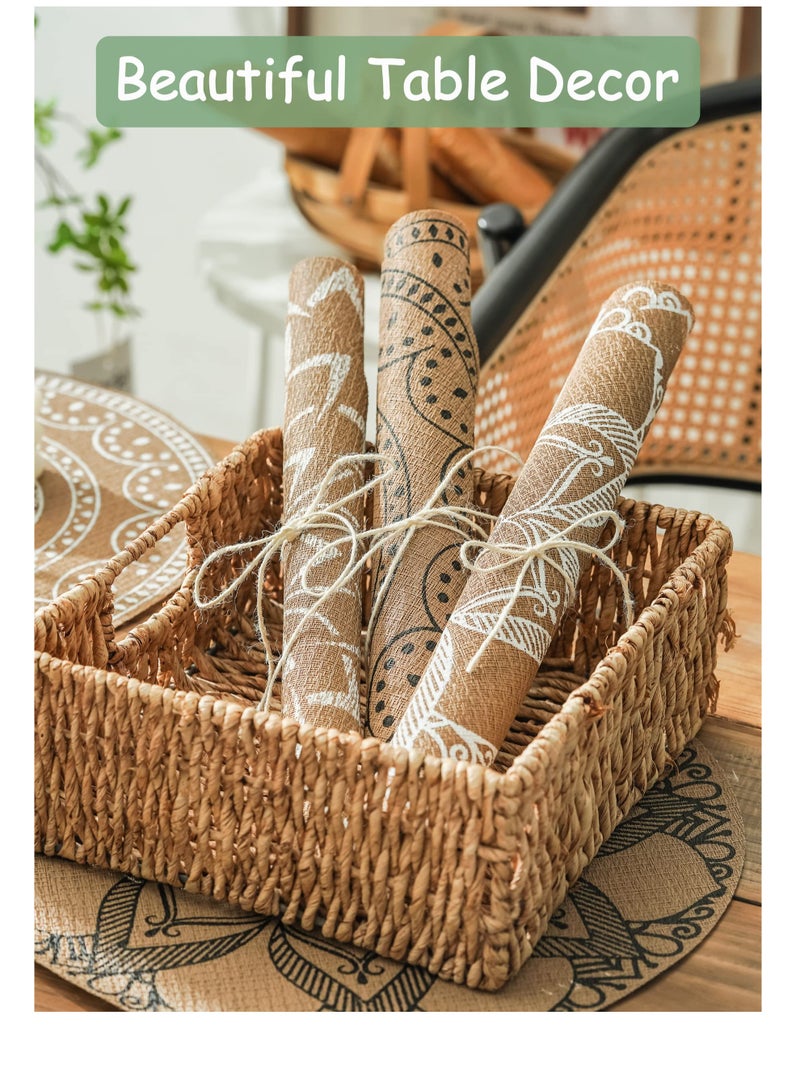 KASTWAVE Boho Round Placemats for Dining Table Washable Heat Resistant PVC Placemats Outdoor Table Mats Jute Retro Table Decor Vintage Coffee Bar Mat Waterproof Dining Mat Bohemian Style  - Image 4