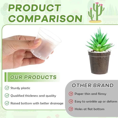 Yaomiao 80 Pcs 3 Inch Clear Mini Plastic Plant Pot Nursery Seedling Pots Seed Starter with Drainage Holes for Indoor Outdoor Garden Succulent Plants Cuttings Transplanting - Image 3