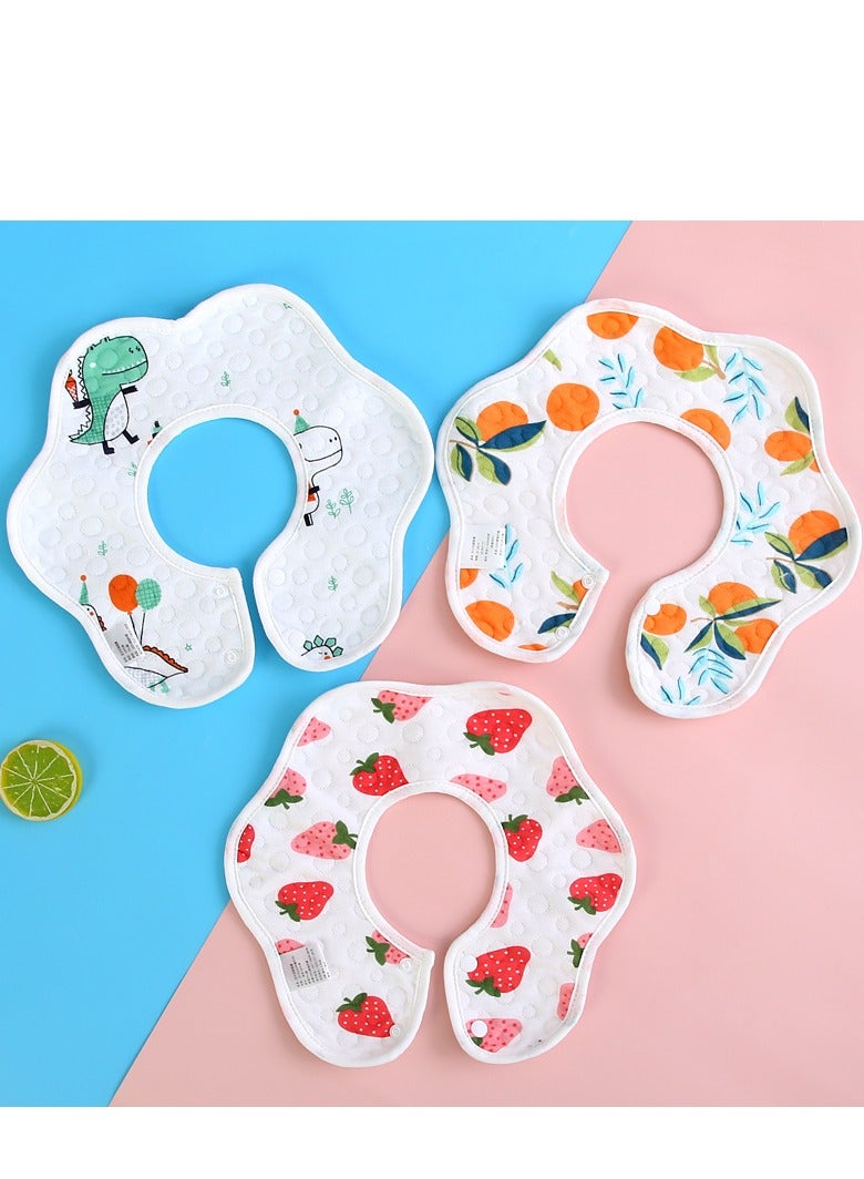 5PCS Baby Drooling Bibs Organic Cotton 360° Rotate 3 Layers Bibs for Baby Teething & Drooling Adjustable With Snaps Super Soft & Absorbent Baby Bibs Unisex  - Image 2