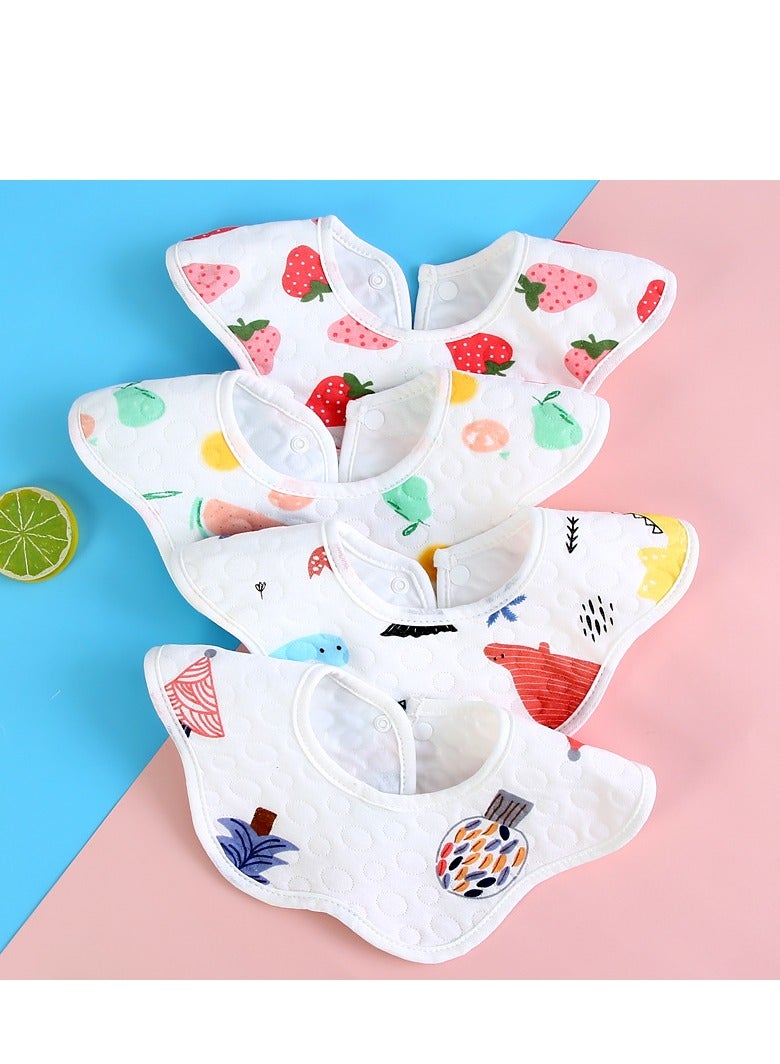 5PCS Baby Drooling Bibs Organic Cotton 360° Rotate 3 Layers Bibs for Baby Teething & Drooling Adjustable With Snaps Super Soft & Absorbent Baby Bibs Unisex  - Image 4