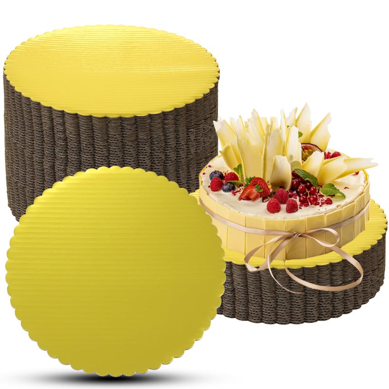 Retainbre 50 Pack 10 Inch Cake Board Gold Cake Cardboard Rounds Disposable Cake Base Scallop Edge Grease Proof Cardboard Circles For Wedding Birthday Cake Diy - Image 1
