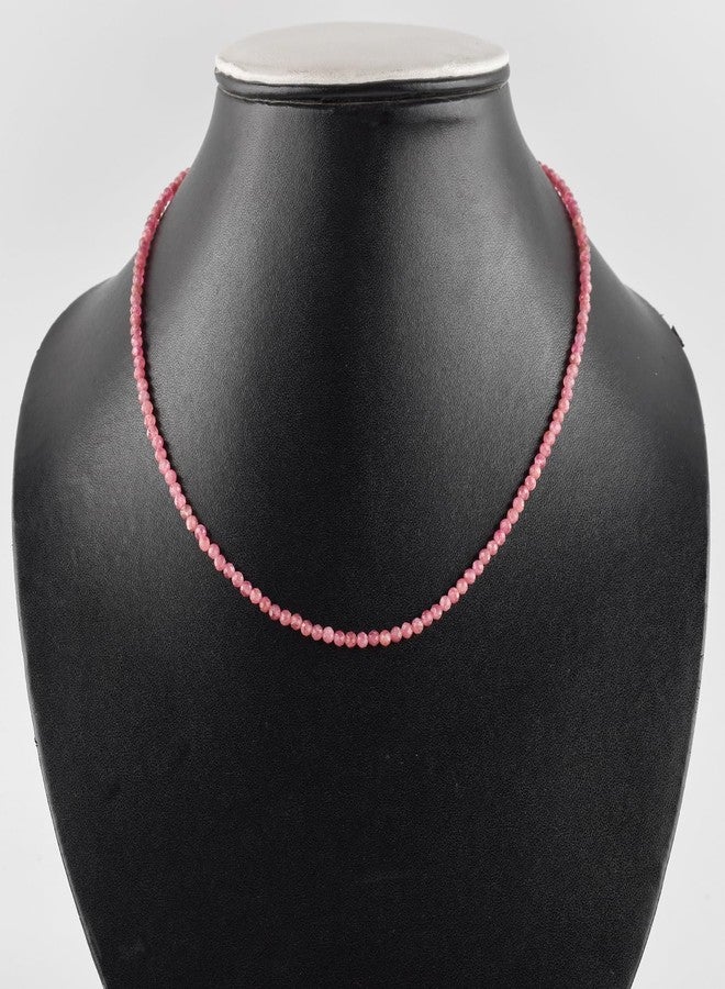 يانارا قلادة يانارا من التورمالين الوردي الطبيعي للنساء، مرصعة بأحجار كريمة وخرز دقيق، قطعة مجوهرات رقيقة، حجر الميلاد، كريستالات علاجية، سلسلة مطلية بالفضة بطول 18 بوصة - Image 2