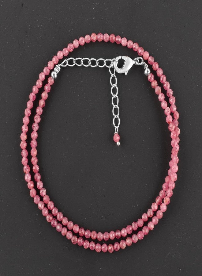 يانارا قلادة يانارا من التورمالين الوردي الطبيعي للنساء، مرصعة بأحجار كريمة وخرز دقيق، قطعة مجوهرات رقيقة، حجر الميلاد، كريستالات علاجية، سلسلة مطلية بالفضة بطول 18 بوصة - Image 5