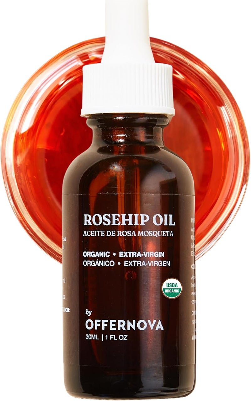 Organic Rosa de Mosqueta Oil USDA Certified Rosehip Seed Oil Pure Cold Pressed Repairs  Brightens Skin  Gua Sha Massage Face for All Skin Types  Aceite Facial 1OZ