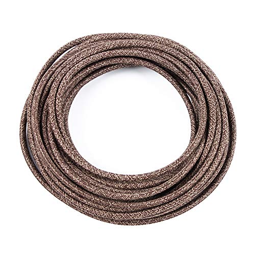 PRUNLLA 32.8ft Fabric Cloth Covered Round Wire,PRUNLLA Vintage 18/2 Industrial Electrical Lamp Cord, 18-Gauge Antique Style for Retro Lamp, DIY Projects (Brown and Dark grey) - Image 2