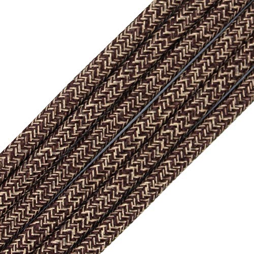PRUNLLA 32.8ft Fabric Cloth Covered Round Wire,PRUNLLA Vintage 18/2 Industrial Electrical Lamp Cord, 18-Gauge Antique Style for Retro Lamp, DIY Projects (Brown and Dark grey) - Image 1
