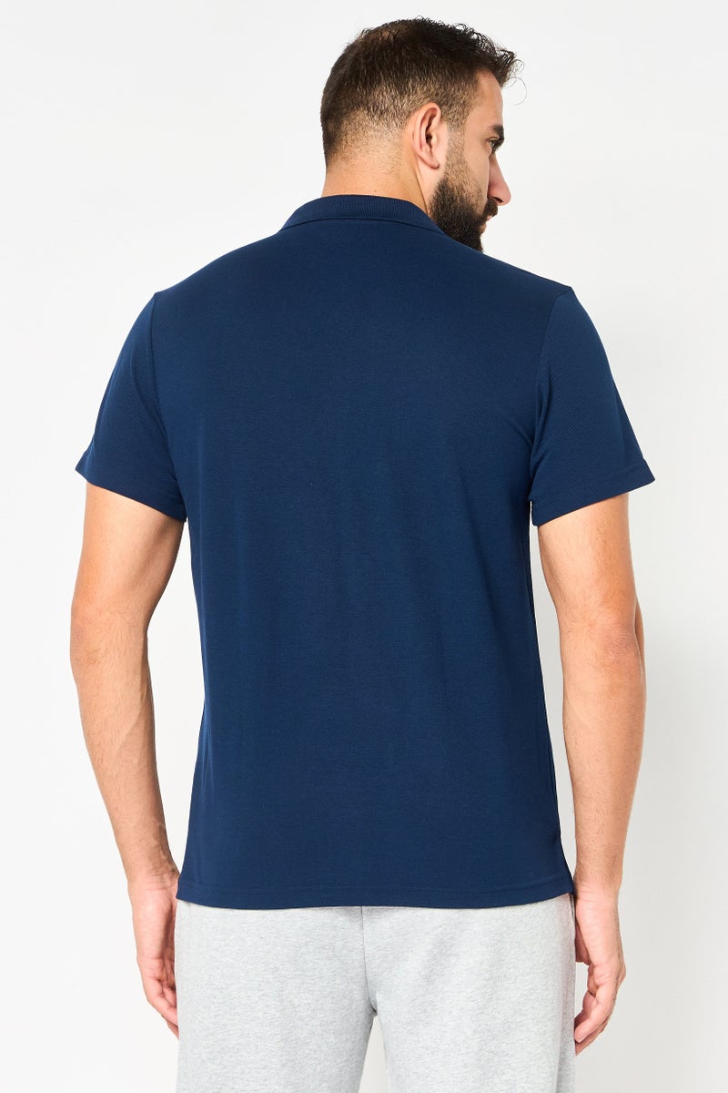 Adidas Men Sportswear Fit Short Sleeve Outdoor Polo Shirt, Navy - Image 3