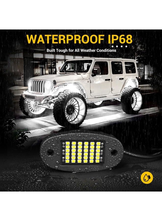 Hovano 12 Pods White Rock Lights Kits 6500K with Switch Wire Harness for rucks Off Road ATV UTV SUV RZR Pure Underglow White Rock Rock Lights Under Body High Power Waterproof - Image 4