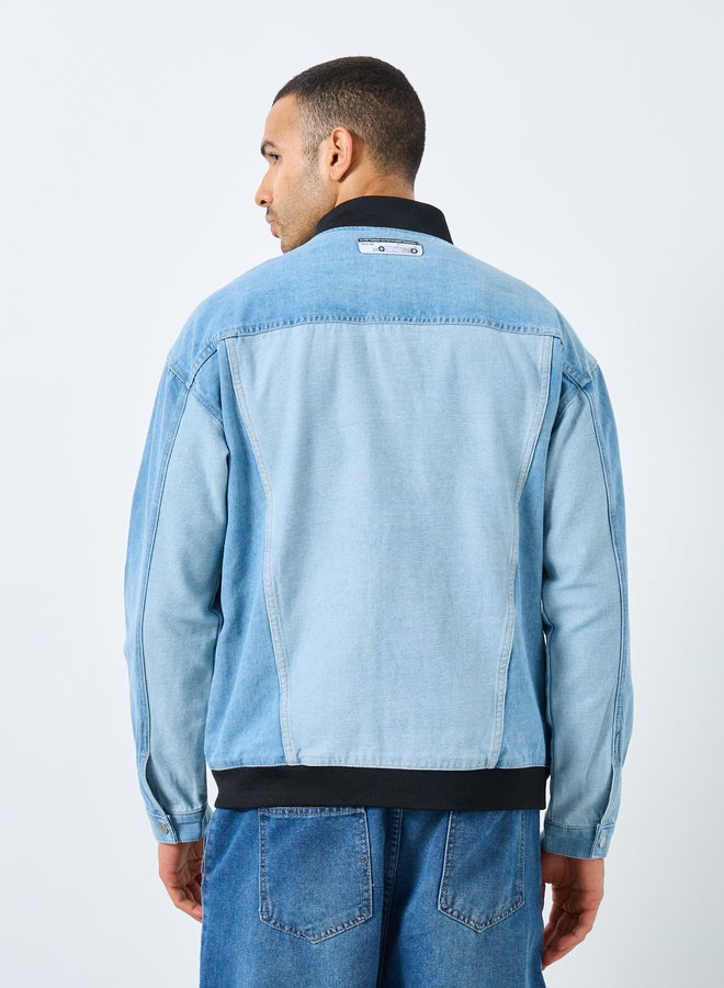 Styli Denim Embroidered Panel Detail Jacket - Image 5