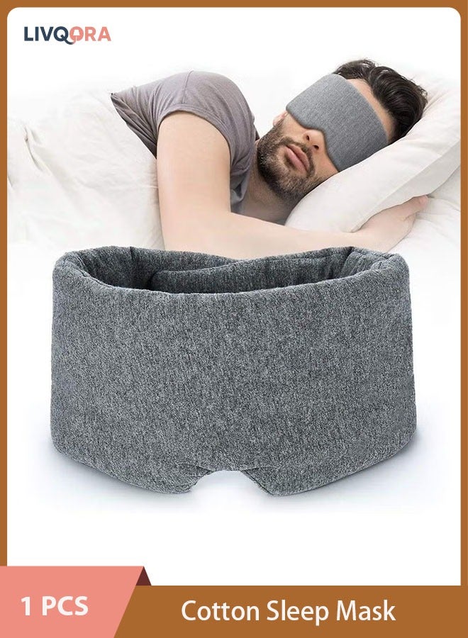 LIVQORA 100% Handmade Cotton Sleep Mask - Comfortable & Breathable Blackout Eye Mask for Sleeping, Adjustable Blinder for Side Sleepers, Travel Eye Shade for Women, Men & Kids with Travel Pouch - Image 1