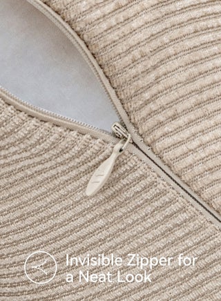 عبوة من قطعتين من أغطية الوسائد الديكورية من قماش الكينيت مع أغطية وسائد من نسيج التويل للأريكة وغرفة المعيشة والأرائك والسرير، مقاس 45×45 سم (18×18 بوصة)، بلون بيج - view 4