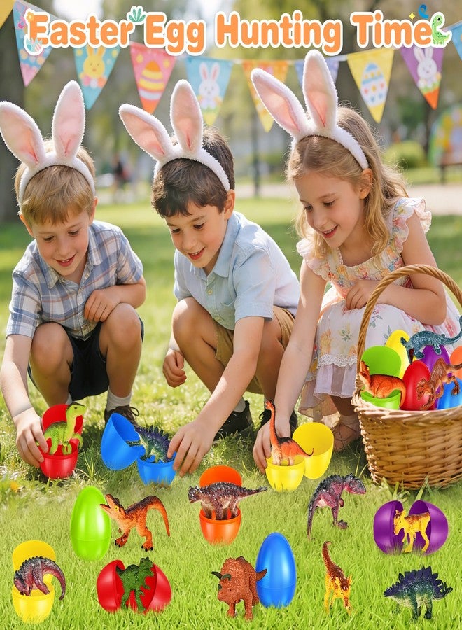 OCHIDO 12 Pack Easter Eggs Filled with Dinosaur Toy, Easter Basket Stuffers for Kids, Easter Basket Essentials, Easter Party Favors for Easter Egg Hunt Game, Classroom Rewards - Image 4