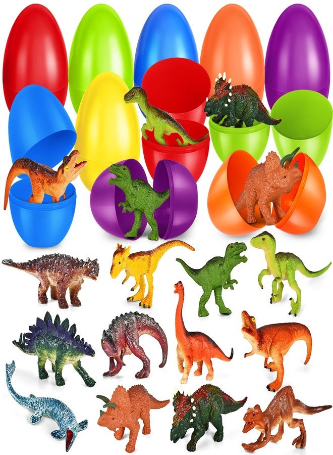 OCHIDO 12 Pack Easter Eggs Filled with Dinosaur Toy, Easter Basket Stuffers for Kids, Easter Basket Essentials, Easter Party Favors for Easter Egg Hunt Game, Classroom Rewards - Image 1