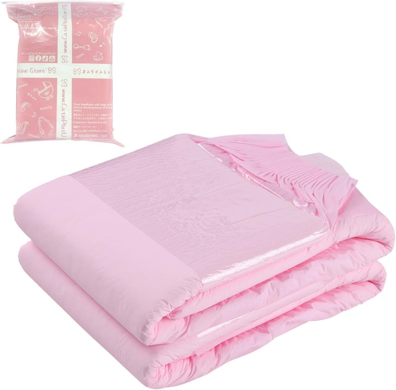 CutiePlusU Adult Diapers Heavy Absorption Dry Surface Disposable Adult Diaper All NightPink 2 Pieces - Image 1