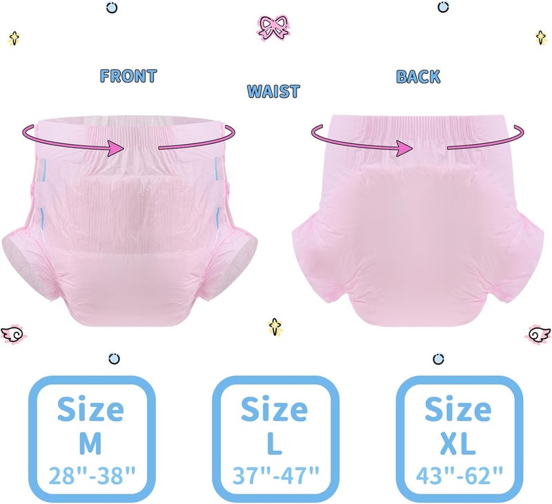 CutiePlusU Adult Diapers Heavy Absorption Dry Surface Disposable Adult Diaper All NightPink 2 Pieces - Image 4