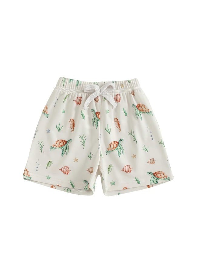Arvbitana Baby Boy Swim Trunks Toddler Boys Swimsuit Turtle/Shark Print Elastic Beach Board Shorts Bathing Suit Swimwear, Yellow, 3-4 Years - Image 1