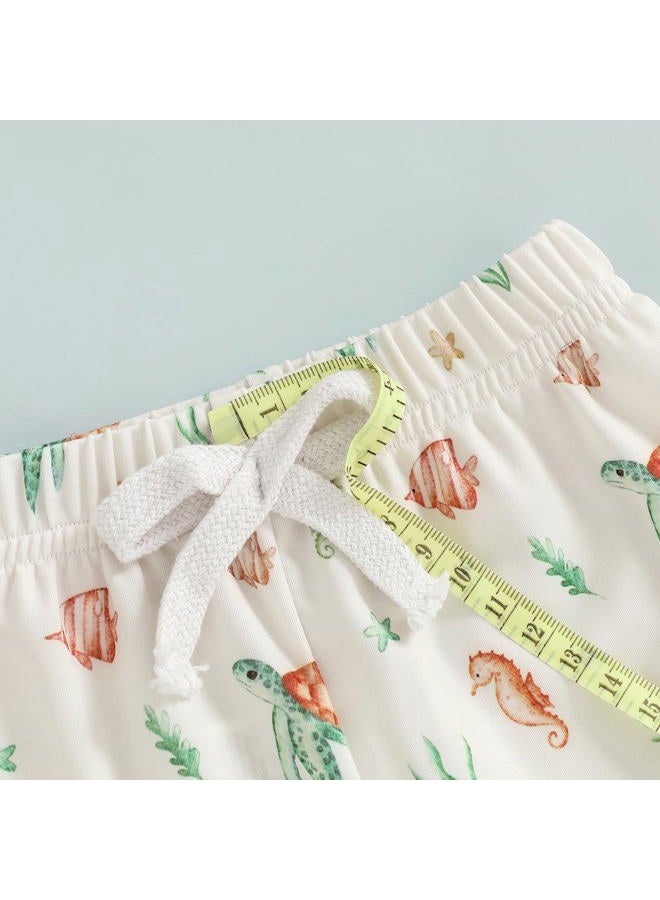 Arvbitana Baby Boy Swim Trunks Toddler Boys Swimsuit Turtle/Shark Print Elastic Beach Board Shorts Bathing Suit Swimwear, Yellow, 3-4 Years - Image 5
